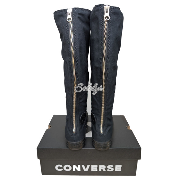 Converse CTAS XXHI Womens 6 Black Purple Knee High Canvas Zipper Sneaker Boot - Picture 2 of 11